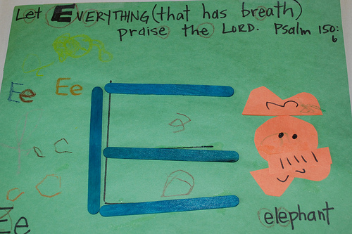 alphabet craft scripture letter e