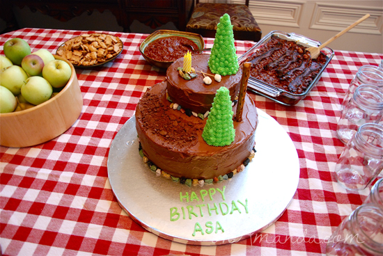 Camping Birthday Party Cake with Ice Cream Cone Trees