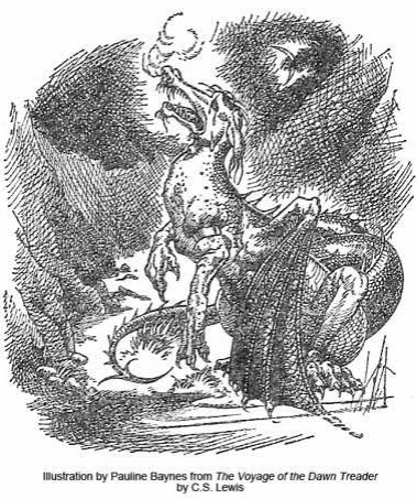 Eustace in the Voyage of the Dawn Treader. Illustration by Pauline Baynes